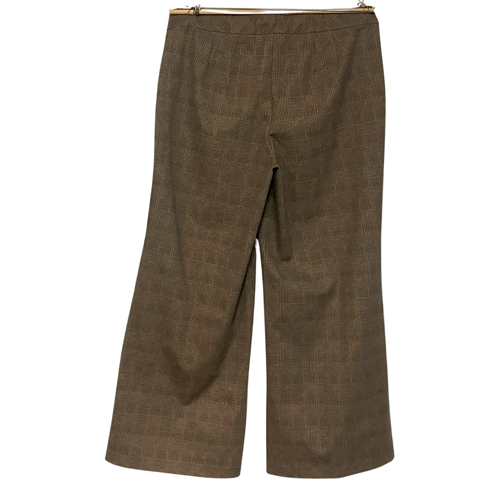 Joan Rivers Dress Pants Sz L Plaid Wide Leg Pull-On 30"In Tan Plaid A366439 - Picture 2 of 9